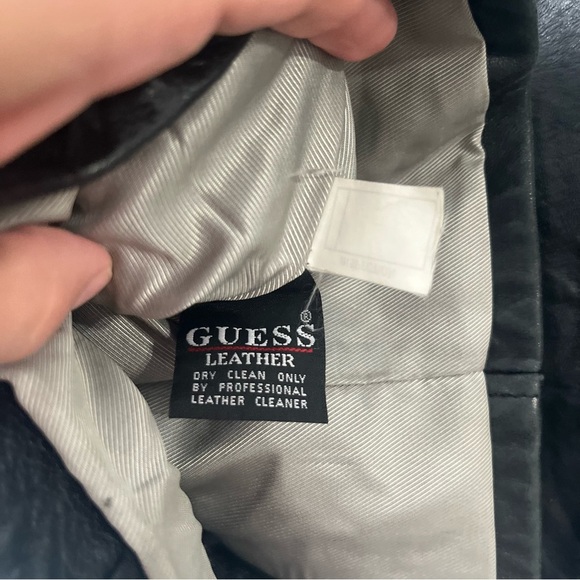 Vintage Guess Leather Jacket Women's Large Black Full Zip Y2K super soft leather - Picture 5 of 7